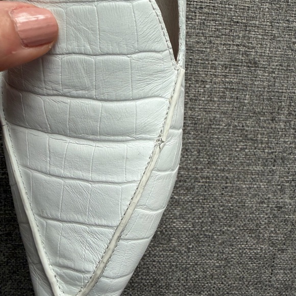 Jeffrey Campbell Viona Loafer White Croc with Wooden Heel - Picture 9 of 15